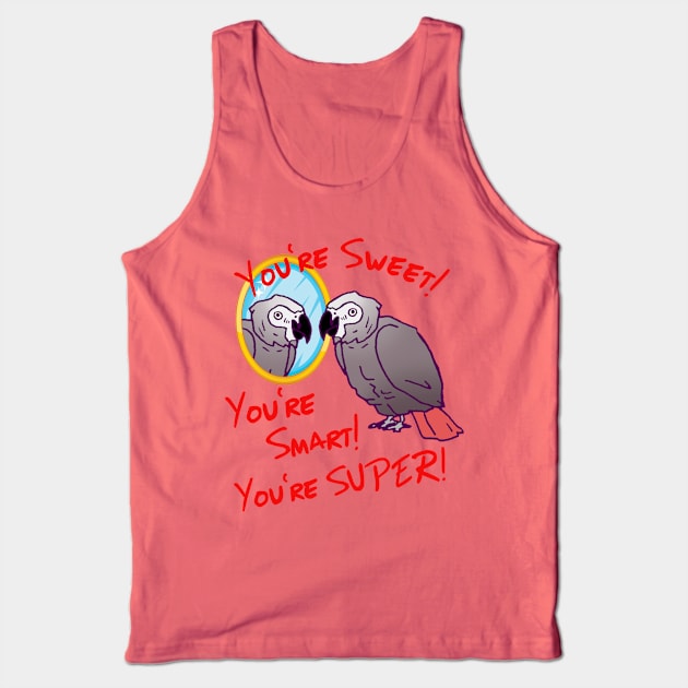 Daily Attitude Affirmations African Grey Parrot Image Tank Top by Einstein Parrot